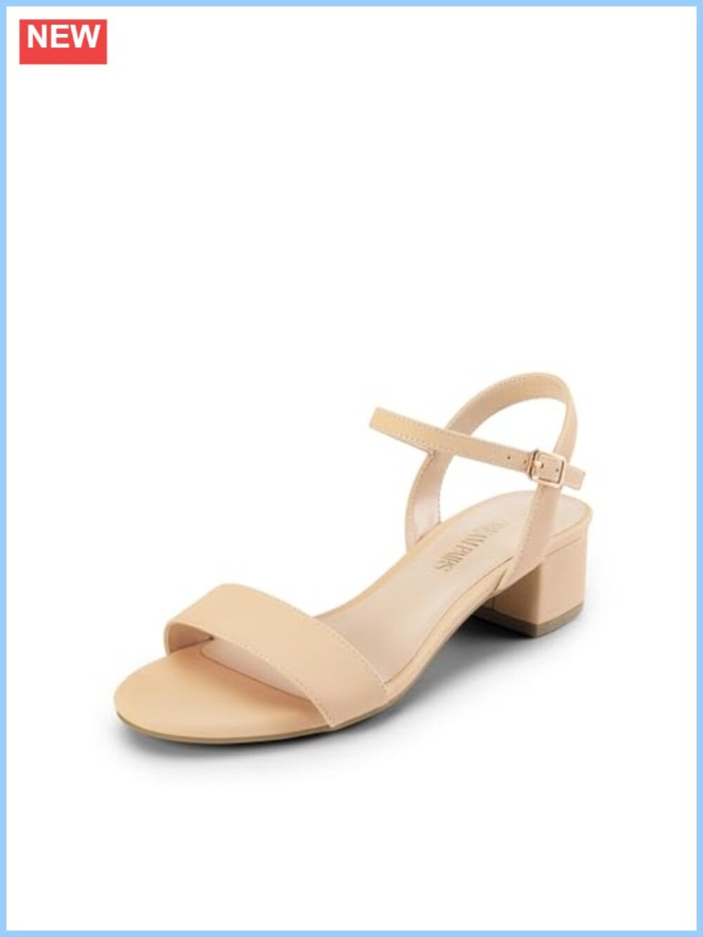 Faux Sheepskin PU Chunky Heel Sandals with Buckle Ankle Strap - Dressy Low Heel